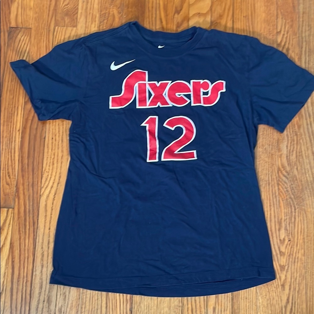 Nike The‎ Nike Tee Short Sleeve Tobias Harris #12 Sixers navy red men's m